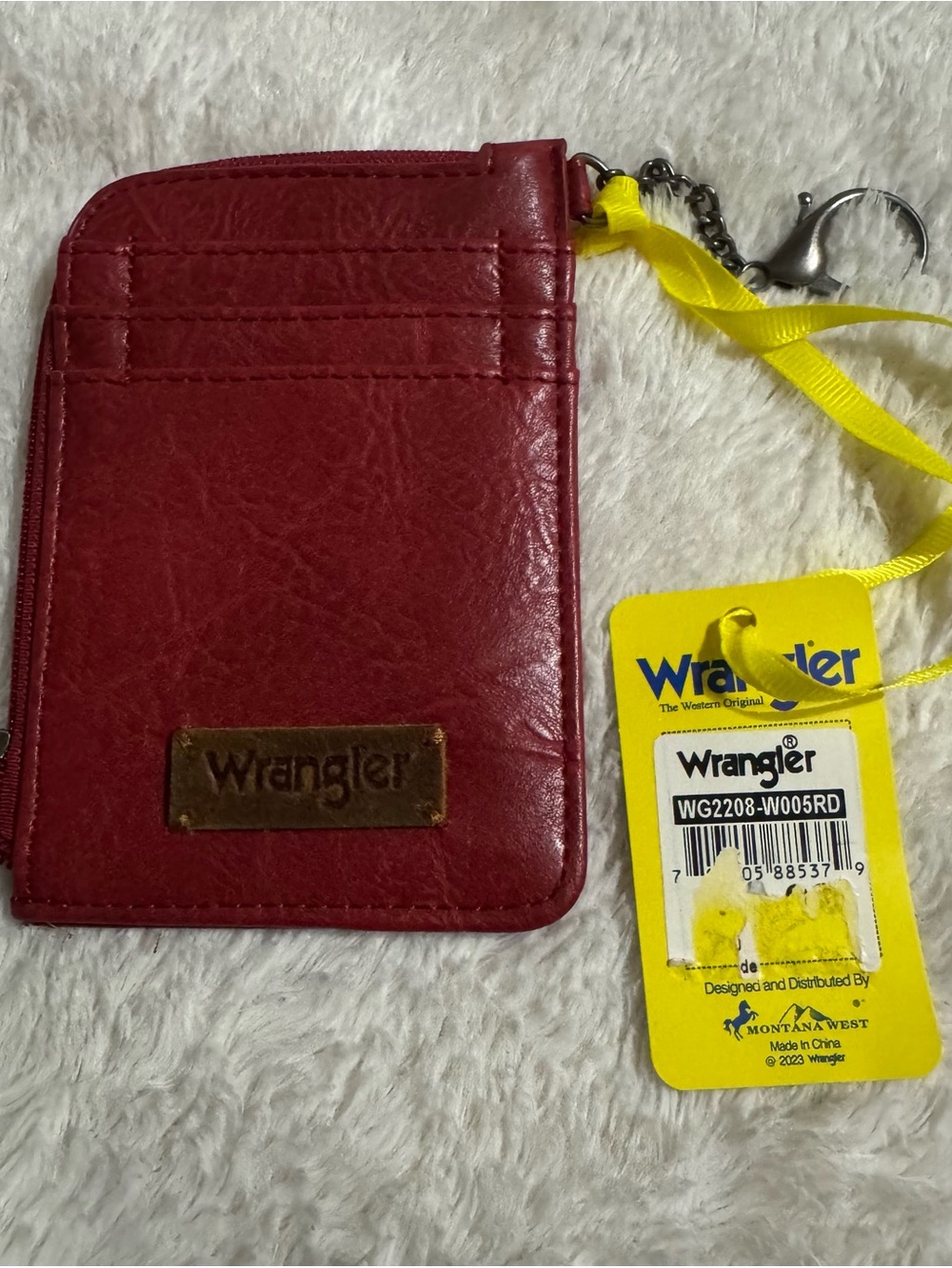 Wrangler Burgundy Leather Card Wallet with Key Clip